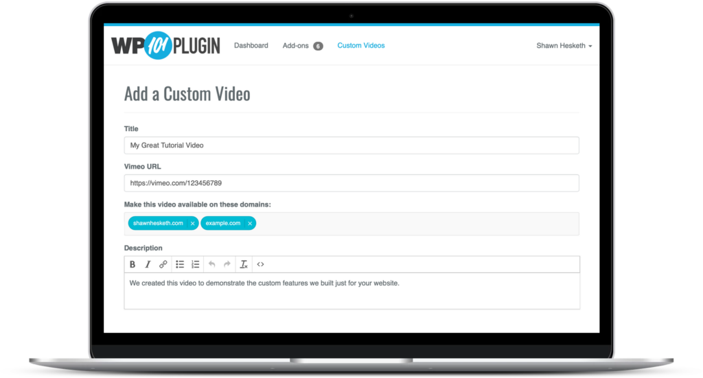 Add Custom Videos to WP101 Plugin